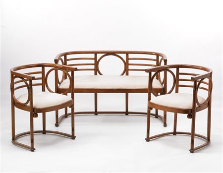 Josef Hoffmann (1870 - 1956) - Salottino in faggio curvato composto da un...