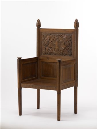 Ettore Zaccari (1877 - 1922) - Trono in legno chiaro massello finemente...