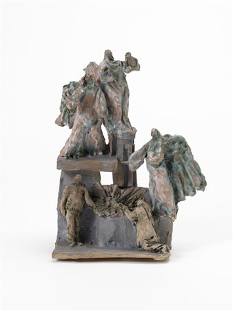 Renato Bassoli (1915 - 1982) - "Presepe" Plastica in terracotta modellata a...