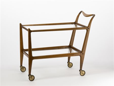 Ico Parisi (Palermo 1916 - Como 1996) - Carrello a due ripiani in vetro con...