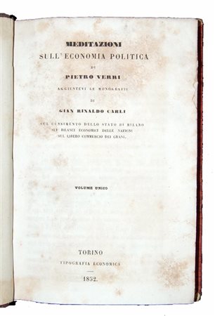 THE MEDITATIONS ON POLITICAL ECONOMY BY PIETRO VERRI, WITH ORIGINAL THEORIES...