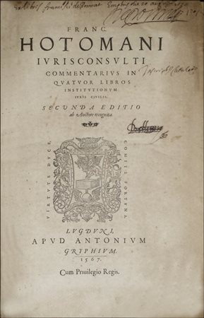 SECOND EDITION OF HOTMAN'S COMMENTARY ON CIVIL LAWHotman, François....