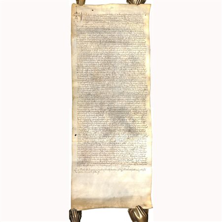 RENAISSANCE NOTARY MANUSCRIPT ON VELLUM, Verona, 2 June 1505.A long scroll of...