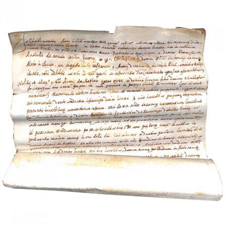 RENAISSANCE NOTARY MANUSCRIPT ON VELLUM, Verona, 12 October 1580.A scroll of...
