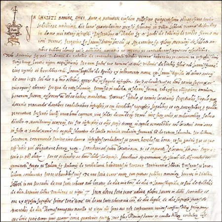 RENAISSANCE NOTARY MANUSCRIPT ON VELLUM, Verona, 14 February 1583.A scroll of...