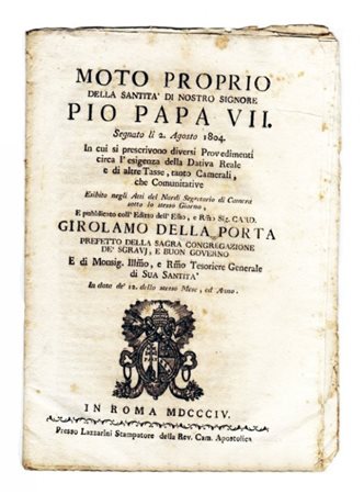 TWO EDICTS WITH PAPAL LAWS:[1.]: RARE PLAQUETTE OF A PAPAL EDICT ON THE REAL...