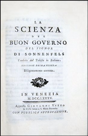 FIRST VENICE EDITION OF THIS TREATISE ON ECONOMICS AND STATECRAFT FOR A GOOD...