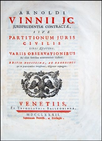 A TREATISE BY VINNIUS ON ROMAN CIVIL LAW, WITH VARIOUS COMMENTS SUITABLE FOR...