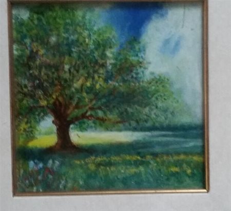 Paolo Gardini "L'albero" olio su tela 1984 cm 20x20