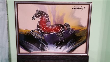 Sage Vernis "Cavallino" 1974 tecnica mista su cartonicino cm 50x70