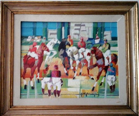 Getty Bisagni "Derby" olio su tela cm 40x50.Opera incorniciata.