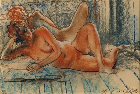 Romano Stefanelli "Modella", Tecnica mista su cartone cm 40x60