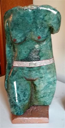 Italo Gilardi "Nudo in Verde". Terracotta policroma cm 44x22, esemplare unico