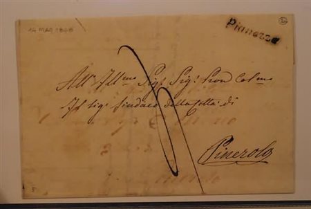 PREFILATELIA - 1848, PIANEZZA, corsivo su lettera tassata per Pinerolo.(LETTERA)