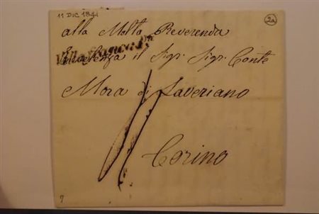 PREFILATELIA - 1841, VILLAFRANCA P.TE, corsivo su lettera tassata per...