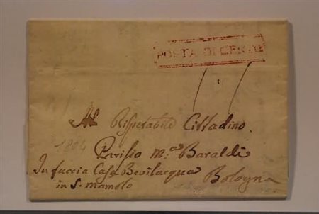 PREFILATELIA - 1804, lettera da Galeazzo per Bologna con bollo riquadrato...