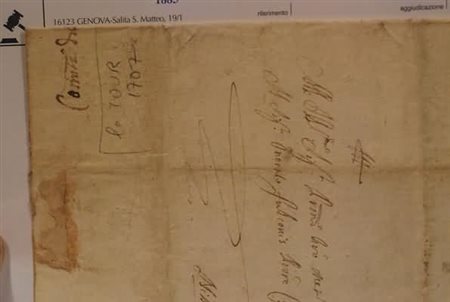 PREFILATELIA - 1707, lettera franca da Torre per Nizza.(LETTERA)