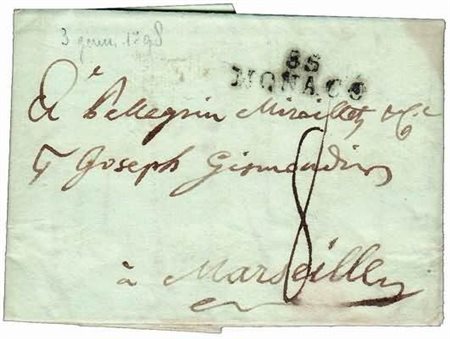 PREFILATELIA - 1798, 85 MONACO, su lettera da S. Remo per Marsiglia,...