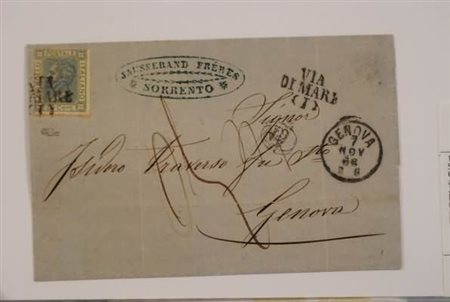 VIE DI MARE - 1868, lettera da Sorrento per Genova affrancata con 20 c....