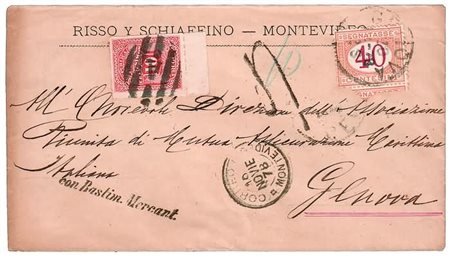 VIE DI MARE - 1878, busta da Montevideo per Genova affrancata con 10 c. (Yv....