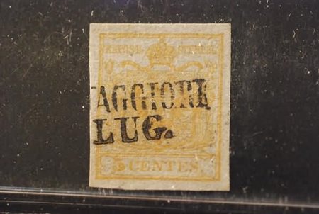 LOMBARDO VENETO - 1850, 5 c.giallo, prima tiratura (1a). (Fiecchi).(USATO)