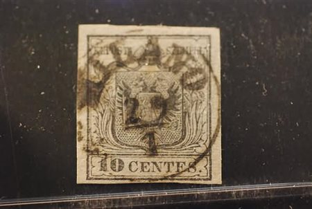 LOMBARDO VENETO - 1850, 10 c. grigio nero, I tiratura (2b).(USATO)