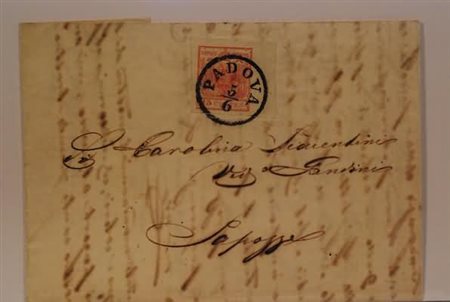 LOMBARDO VENETO - 1853, 15 c. rosso III tipo (6) bordo di foglio a destra, su...