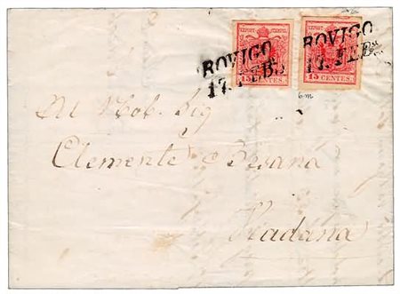 LOMBARDO VENETO - 1853, 15 c. rosso III tipo, 2 esemplari di cui uno con...