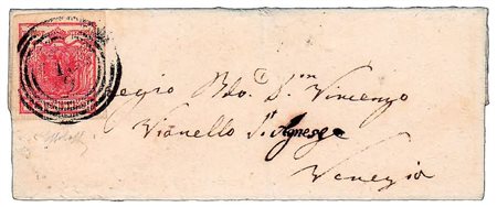 LOMBARDO VENETO - 1851, 15 c. I tipo carta a coste (14) esemplare con...