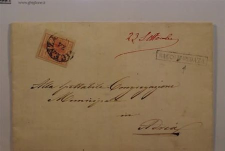 LOMBARDO VENETO - 1855, raccomandata da Vicenza per Adria, 24/2, affrancata...