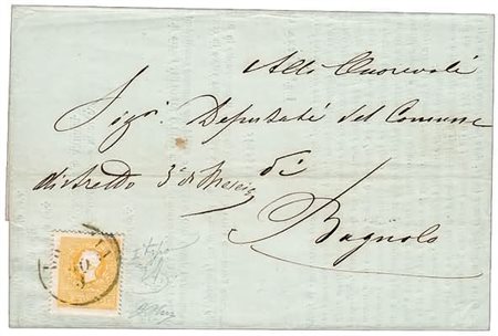 LOMBARDO VENETO - 1859, 2 s. giallo, I tipo (23) isolato su circolare a...