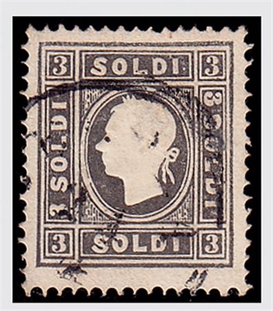 LOMBARDO VENETO - 1859, 3 s.grigio II tipo (29b).(USATO)