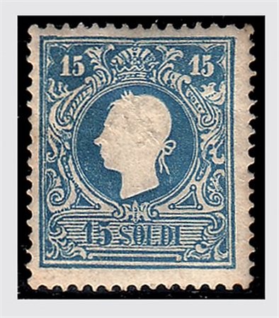 LOMBARDO VENETO - 1859, Seconda emissione, 15 soldi azzurro II tipo (32)...