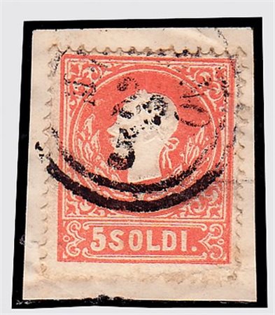 LOMBARDO VENETO - 1859, Governo Provvisorio, 5 soldi rosso II tipo (30) su...