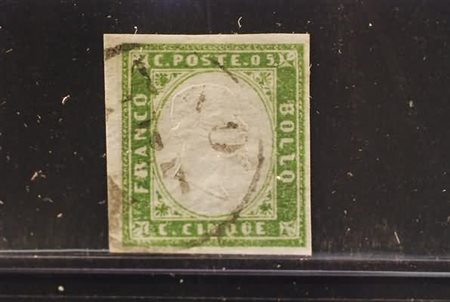 LOMBARDO VENETO - 1859, Governo Provvisorio, Sardegna 5 c. verde giallo...