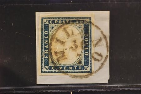 LOMBARDO VENETO - 1859, Governo Provvisorio, Sardegna 20 c. azzurro scuro...