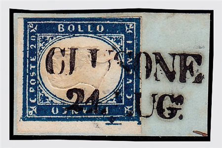 LOMBARDO VENETO - 1859, Governo Provvisorio, Sardegna 20 c. azzurro scuro...