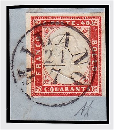 LOMBARDO VENETO - 1859, Governo Provvisorio, Sardegna 40 c. rosso scarlatto...