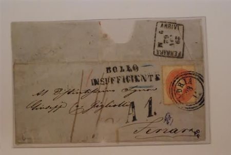 LOMBARDO VENETO - 1862, 5 soldi rosso (33)sul frontespizio di lettera, con...