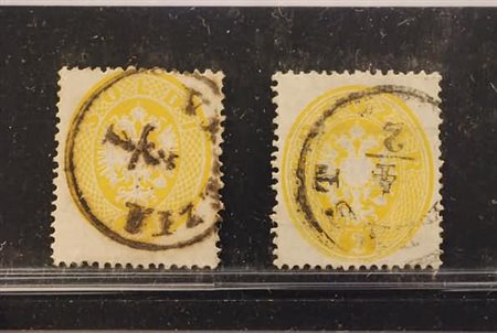 LOMBARDO VENETO - 1863, 2 s. giallo (36). Inoltre 2 k. di Austria (22). (A....