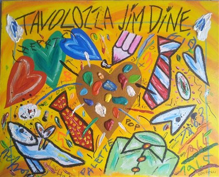 Bruno Donzelli "Tavolozza Jim Dine" olio, acrilici e smalti su tela cm 40x50...