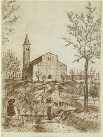 CORBANI MAURO (n. 1952) Montichiari, Pieve di San Bartolomeo. 1985. incisione...