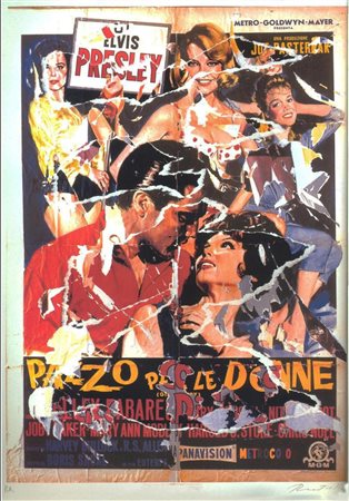 ROTELLA MIMMO (1918 - 2006) Pazzo per le donne. Litodecollage. Cm 70,00 x...