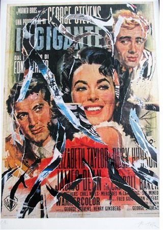 ROTELLA MIMMO (1918 - 2006) Il Gigante. Litodecollage. Cm 70,00 x 100,00....