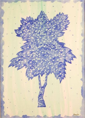 ROSSELLO MARIO (1927 - 2000) Albero azzurro. Gouache. Cm 35,00 x 25,00.