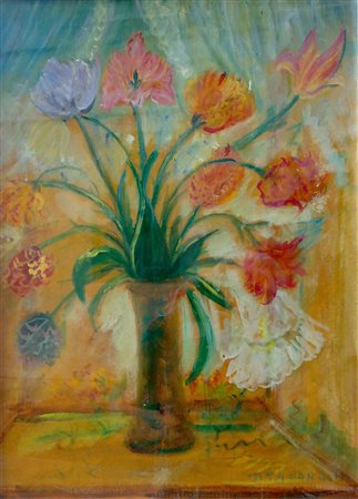 DONDELLI TITA (1892 - 1971) Vaso di fiori. Olio su faesite. Cm 50,00 x 70,00....