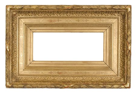 CORNICE in legno laccato e dorato ad oro zecchino (cm 18,5 x 41,5). Francia...