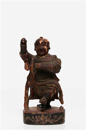 Arte Cinese Figura in legno Cina, dinastia Qing, XIX secolo. -. Cm 9,80 x...