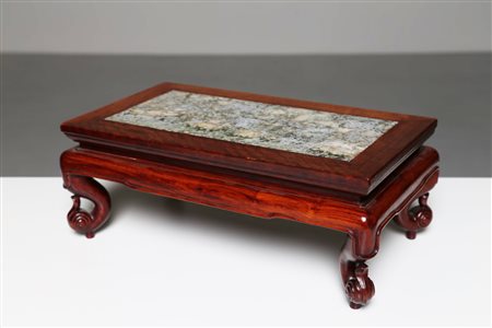 Arte Cinese Tavolino cinese in legno e granito Cina, dinastia Qing, XVIII...