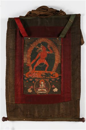 Arte Himalayana Thangka raffigurante Vajrayogini Nepal, XVIII secolo. . Cm...